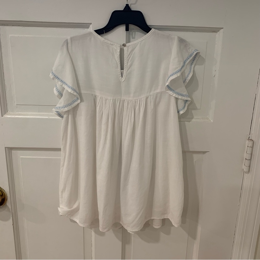 J. Marie Bohemian Embroidered Flutter Sleeve Top Blouse Size XS - Picture 8 of 11